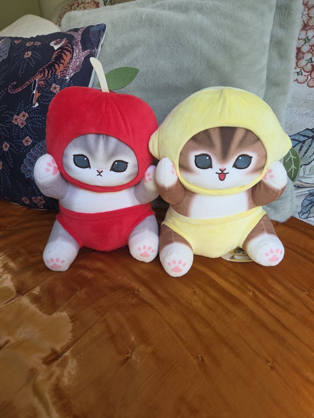 Mofusand NWT Plush Cat Toy in Red and Yellow Hooded Fruit Costumes Set